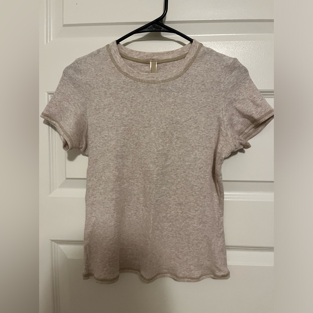SKIMS Cotton Rib T-Shirt | Oatmeal Heather | Size L